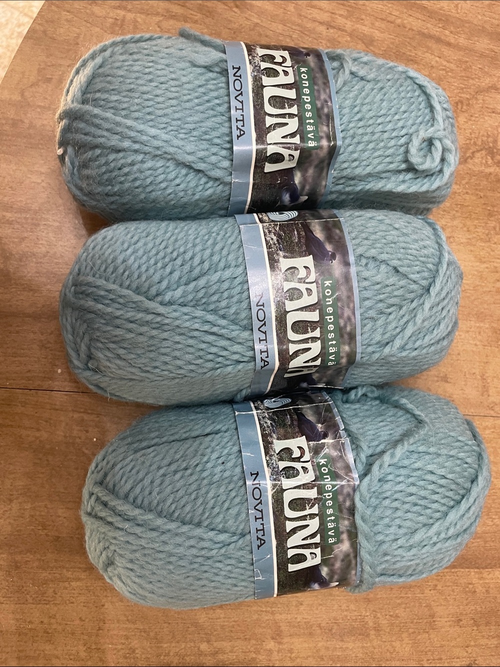 FAUNA Blue Wool Yarn. 100 Gram Skeins, 145 Yards Each. Lot Of 3 Skeins.